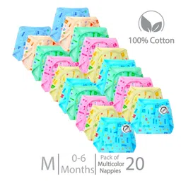 chrish Chirsh Baby Boys & Baby Girls Cotton Cloth Diapers/Nappies Classic Langots Washable Cloth Nappy With String (0-6 Months, Pack Of 20) Medium- Multi Color-picture-29