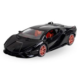 FunBlast 1:24 Pull Back Die Cast Model Car Toy with Openable Door Light & Sound - Black-picture-10