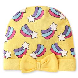 Babyhug 100% Cotton Cap with Rainbow Print & Bow Applique - Yellow-picture-10