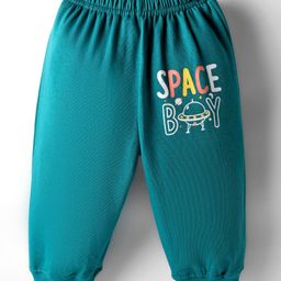 Tango Knit Full Length Fleece & Woollen Lounge Pant With Text Print - Teal Blue-picture-21