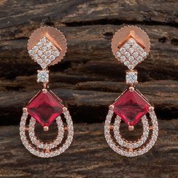 Kushal's Fashion Jewellery Cubic Zirconia Teardrop Shaped Drop Earrings-45