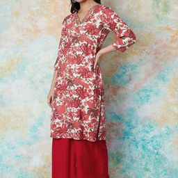 Melange by Lifestyle Women Floral Printed Flared Sleeves Sequinned Kurta-30