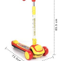 fab n funky 3 Wheel Foldable Scooter With Led Light Up Deck & Wheel with 4 Level Adjustable Handle Bar - Red Yellow image 3