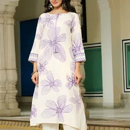 Kaftanize Floral Printed Tie-Up Neck Straight Kurta With Palazzo-picture-28