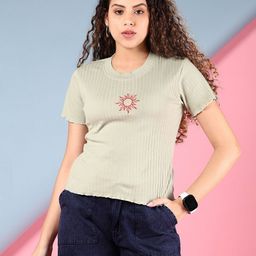 V-Mart Women Self Design Round Neck Cotton T-shirt-picture-15