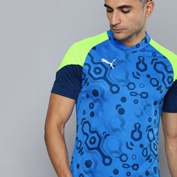 Puma Men Geometric Print V-Neck Raglan Sleeves IndividualCUP Slim Fit Soccer Jersey Tshirt-image-34