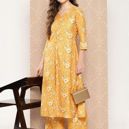 Janasya Women Floral Printed Regular Kurta with Palazzos-56