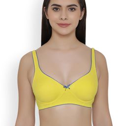 Clovia Yellow Solid Non-Wired Non Padded T-shirt Bra BR0584X02-picture-54
