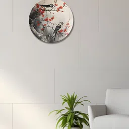THE QUIRKY HOME Birds On Branch White & Grey Printed Ceramic Wall Plate Decor-19