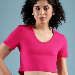 Mayra Women Solid V-Neck Cotton T-shirt-image-44