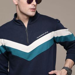 The Roadster Lifestyle Co. Half-Zipper Striped Sweatshirt-50