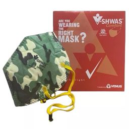 Venus V-Shwas FFP3 Class PM2.5 Filter Respirator Face Mask Camouflage Pattern, 24635 (Pack of 12)-47