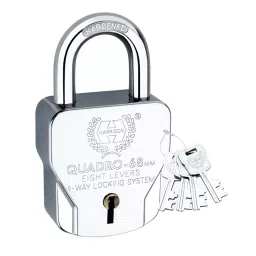 Harrison Quadro 68 mm Mild Steel Silver Finish Hardened Shackle Padlock with 4 Keys, 5560-11