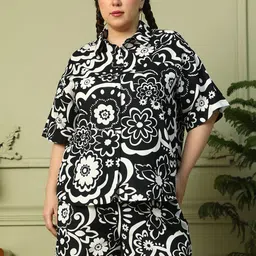 Oxolloxo Floral Printed Shirt Collar Shirt With Shorts Co-Ords-picture-37