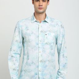 Turtle Men Relaxed Spread Collar Abstract Printed Cotton Linen Slim Fit Casual Shirt-image-21