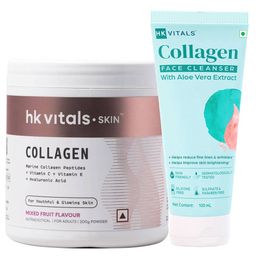 HealthKart HK Vitals Skin Radiance Collagen 200g Mixed Fruit & Collagen Face Cleanser 100ml With Free ACV-17