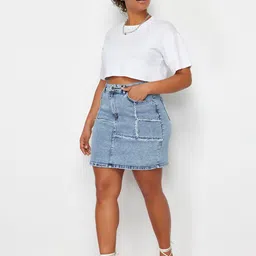 Trendyol Women A-Line Above Knee Pure Cotton Jean Skirts-picture-37