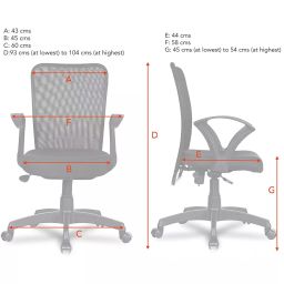 VISION SEATING Mesh Back Office Chairs Fabric Mesh Black,Grey Utype Grey image 4