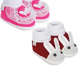 NESKA MODA 3 To 12 Month Cotton Booty 2 Pair Newborn Unisex Baby Skin Friendly Soft Rabbit Booties-90