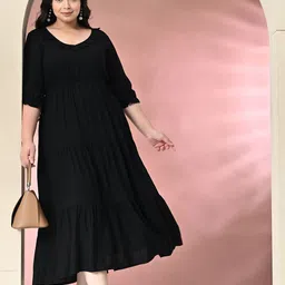 PrettyPlus by Desinoor.com Plus Size Fit and Flare Midi Dress image 5