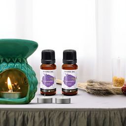 PEEPALCOMM 5Pc Green Texture Ceramic T-Light Burner Diffuser & Aroma Oils 15 ml Each-image-61