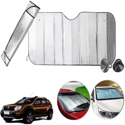 Auto Pearl F83 Dashboard Sun Shade Cover with Suction Cup for Renault Duster (Silver)-21