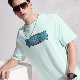WROGN Brand Logo Printed Drop-Shoulder Sleeves Pure Cotton Oversized T-shirt-picture-0