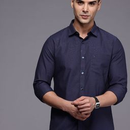 Allen Solly Pure Cotton Self Design Comfort Slim Fit Textured Casual Shirt-image-6