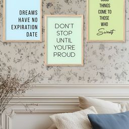 Kotart Brown & blue 3 Piece Wood Abstract Wall Paintings-picture-28