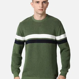 t-base Men Green Striped Pullover-image-43