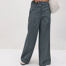 The Roadster Life Co. Women Mid-Rise Wide Leg Flared Pleated Pure Cotton Trousers-image-5