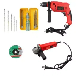 Hillgrove HGCM391M1 850 W Angle Grinder, 700 W Drill Machine Combo, HGCM690-6