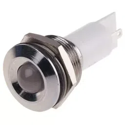 RS PRO White Panel Mount Indicator, Mounting Hole Size 19 mm, Termination Type Solder Tab, IP Rating IP67, Model No 208526-11