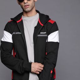 Ducati Men Black & Red Colourblocked Hooded Sweatshirt-picture-47