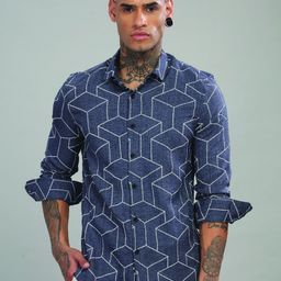 Blu MNKY Men Geometric Printed Slim Fit Shirt-image-55
