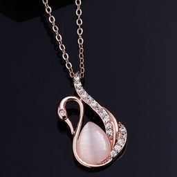 Estele Rose Gold-Plated Artificial Stones Studded Swan Shaped Pendant-image-34