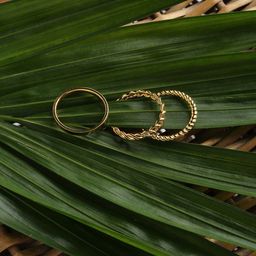 Accessorize London Women 14K Gold Plated 3 Pack Band Stacking Rings-image-39