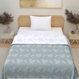 Plarsh Comfort Grey & White Floral Pure Cotton Reversible Double Bed Dohar-image-67