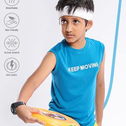Pine Active Polyester Sleeveless Text Print T Shirt - Blue-picture-0