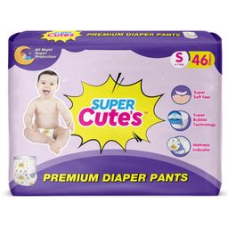 Super Cute's Premium Diaper Pants Small Size With Wetness Indicator Bubble Technology & Overnight Leakage Protection Super Soft Diapers with Perfect Fit - 46 Pieces-4