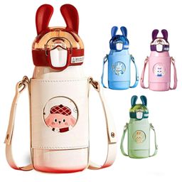 FunBlast Insulated Water Bottle with Leather Cover and Strap  530 ML (Beige)-image-37