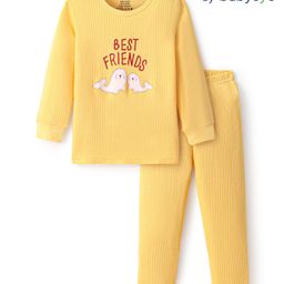 Babyoye Cotton Knit Full Sleeves Inner Wear Set with Sea Lion Print - Yellow-image-38