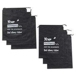 Play Nation Multipurpose Storage Woven Shoe Bag Organiser with Strings Essential Pack of 6 - Black-25