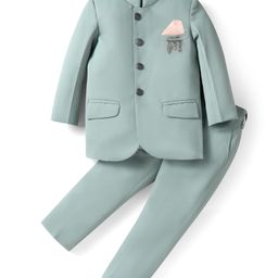 Robo Fry Woven Full Sleeves Jodhpuri Coat With Trouser - Mint-picture-12