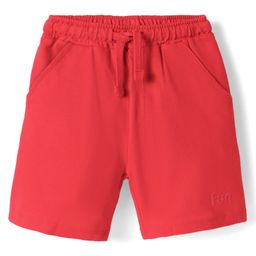 Kookie Kids 240GSM Terry Knit Shorts With HD Print and Drawcord - Red-38