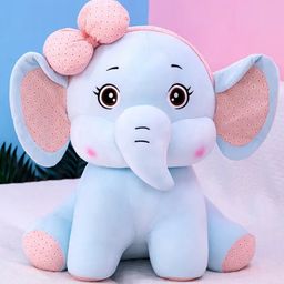 CuddleNest Plush Bow Elephant Soft Toy, Blue, 25 cm | Stuff Toy for Kids | Plush Toy Gift for Kids | Elephant with Bow - Height 25 cm-image-2