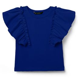 Pine Kids Cotton Knit Half Sleeves Top with Frill Detailing - Navy Blue-image-50