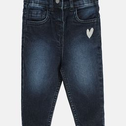 MINI KLUB Cotton Mild Washed & Heart Printed Jeans - Blue-image-98