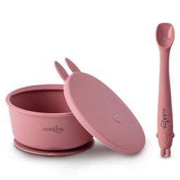 CUBKINS Set of 2 pcs - Bowl, Early Feeding Bendable Spoon | Designed for Babies, Infants & Toddlers | BPA Free, Food Grade, FDA Approved | 100% Silicone | Easy to Clean (Raspberry)-image-14