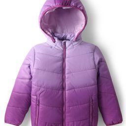 Primo Gino Woven Full Sleeves Hooded Padded Jacket With Ombre Effect - Purple-image-10